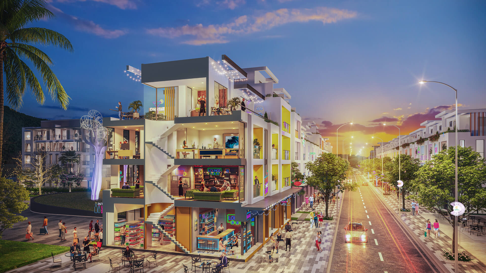 Phối cảnh nhà phố tại Meyhomes Capital Phú Quốc